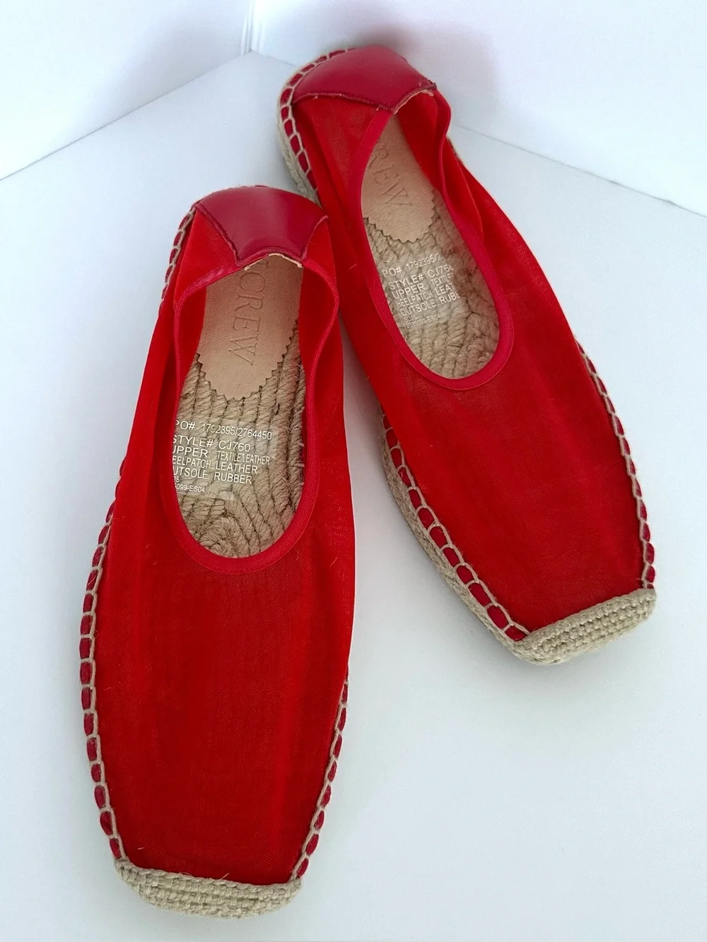 J.Crew Made in Spain Espadrille Flats in Vintage Red Mesh | 9 | NWT